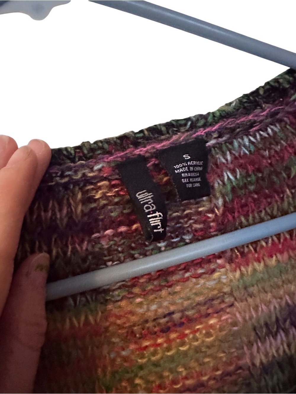 Ultra Flirt Multicolor Knit Sweater with Pink, Green & Purple Tones - Picture 4 of 6